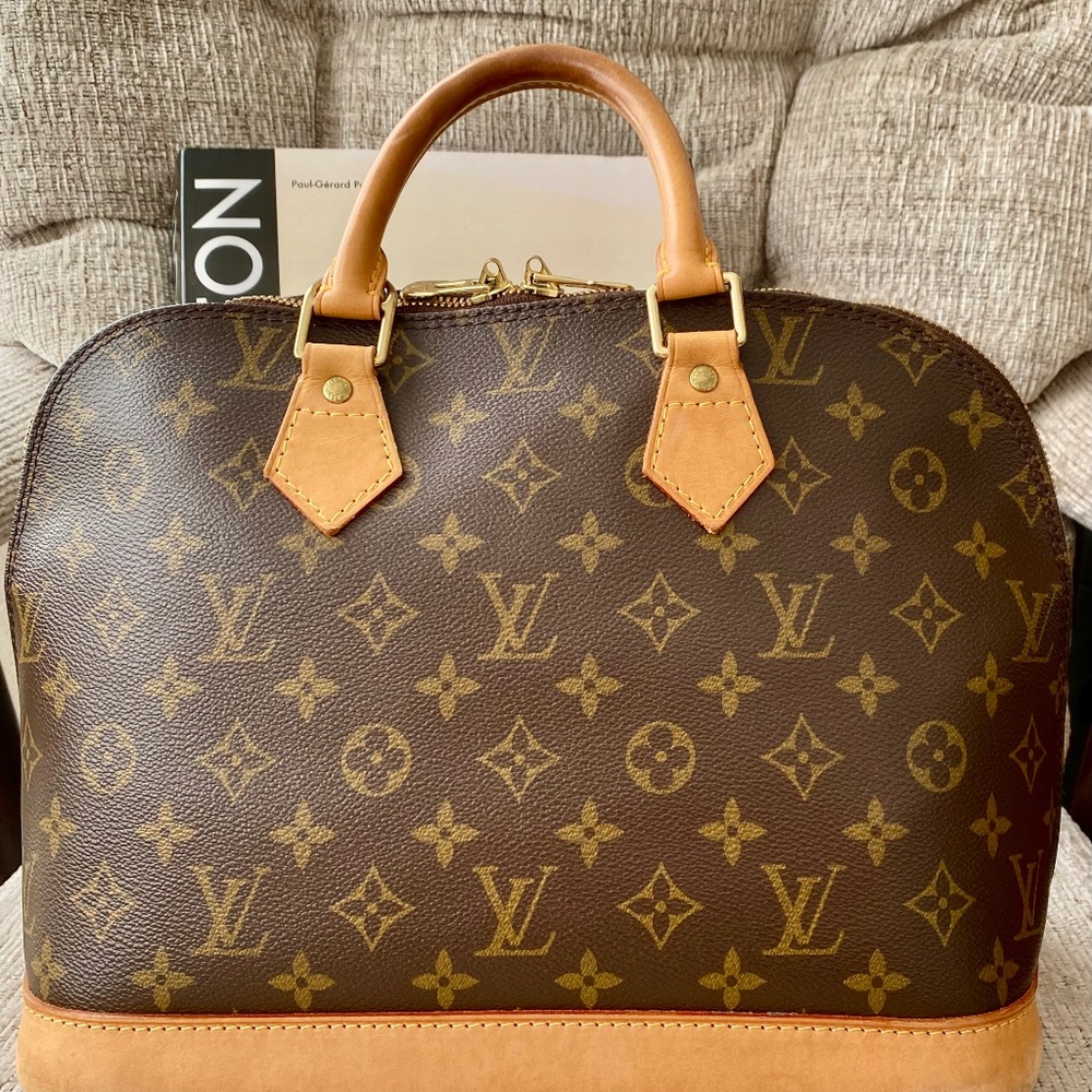 Louis Vuitton Monogram Canvas Satchel with Tan Trim